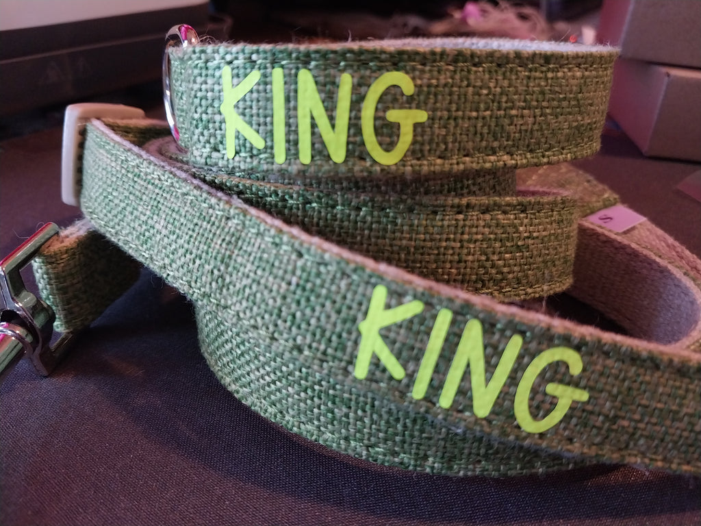 Personalized Hemp Dog Collar and Leash Set